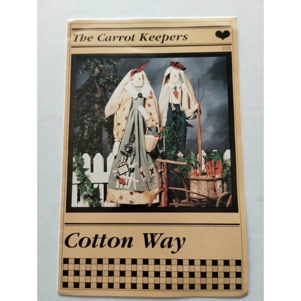 The Carrot Keepers Sewing Pattern, 21" Mr./Mrs. Rabbit, Clothes and Carrots